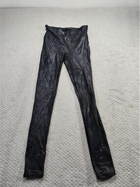 Spanx Leggings Womens Small Black Faux Leather High Waisted Control Top 2437